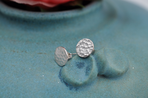 Simple Hammered Sterling Silver Post Earrings