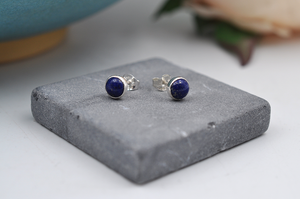 Lapis Lazuli and Sterling Silver Stud Earrings