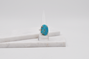 Bold Blue Tonopah Turquoise and Sterling Silver Ring • US Size 8