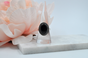 Black Onyx and Sterling Silver Ring • US Size 8.5