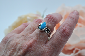 Morenci Turquoise and Sterling Silver Ring • US Size 8