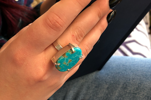 Bold Blue Tonopah Turquoise and Sterling Silver Ring • US Size 8