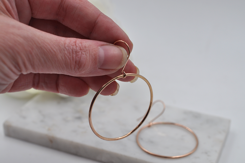 Large 14K Rose Gold Filled Drop Hoop Earrings
