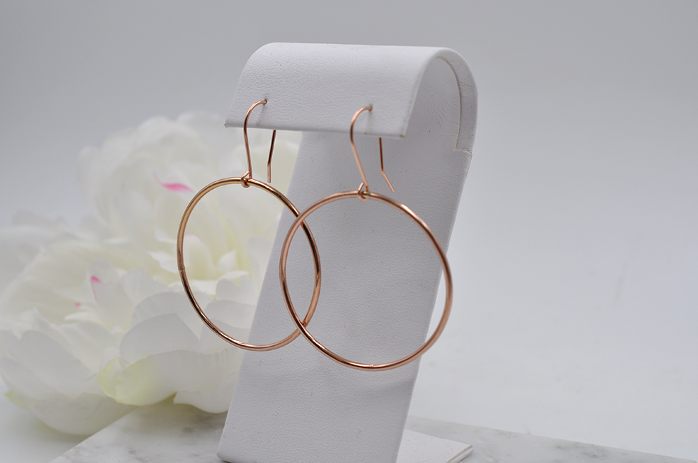 Large 14K Rose Gold Filled Drop Hoop Earrings