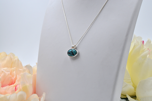 Small Horizontal Hubei Turquoise and Sterling Silver Necklace