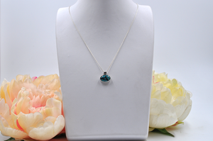 Small Horizontal Hubei Turquoise and Sterling Silver Necklace