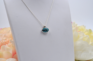 Small Horizontal Hubei Turquoise and Sterling Silver Necklace