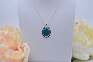 Sterling Silver Oval Hubei Turquoise Necklace