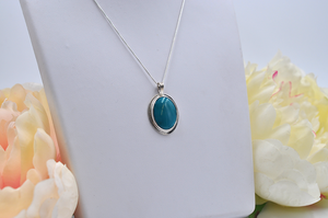 Sterling Silver Oval Hubei Turquoise Necklace