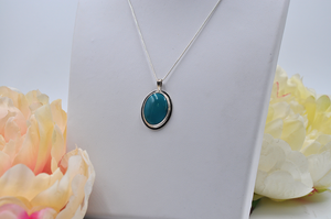 Sterling Silver Oval Hubei Turquoise Necklace