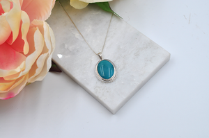 Sterling Silver Oval Hubei Turquoise Necklace