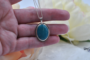 Sterling Silver Oval Hubei Turquoise Necklace