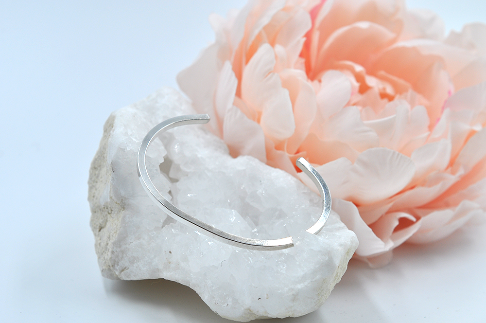 Simple Minimalist Sterling Silver Square Cuff Bracelet