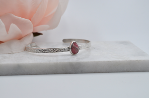 Teardrop Rhodochrosite Sterling Silver Cuff Bracelet