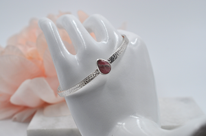 Teardrop Rhodochrosite Sterling Silver Cuff Bracelet