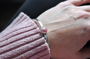 Teardrop Rhodochrosite Sterling Silver Cuff Bracelet