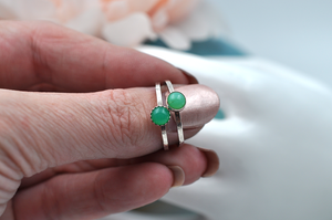 Chrysoprase Mix & Match Sterling Silver Hammered Stacking Ring • Available in US Size 6-10