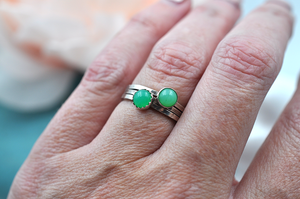 Chrysoprase Mix & Match Sterling Silver Hammered Stacking Ring • Available in US Size 6-10