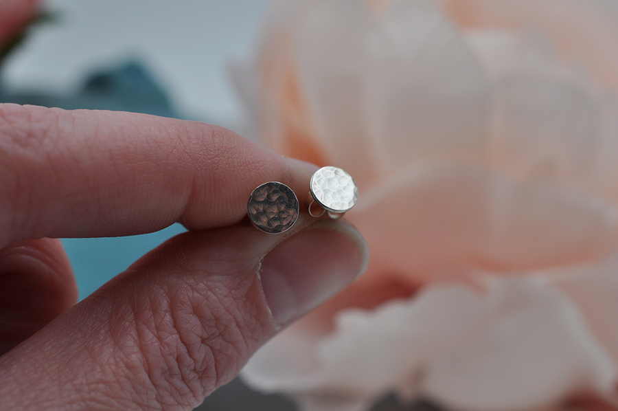 Small Sterling Silver Hammered Circle Post Earrings