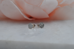 Small Sterling Silver Hammered Circle Post Earrings