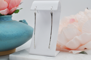 Modern Long Straight Dangle Sterling Silver Earrings