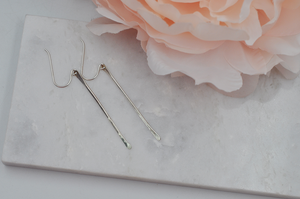 Short Hammered Sterling Silver Dangle Stick Earrings