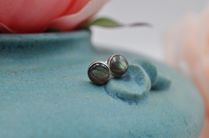Labradorite and Sterling Silver Bubble Round Earrings