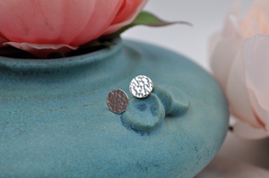 Simple Hammered Sterling Silver Post Earrings