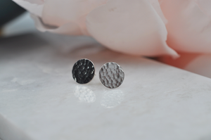 Simple Hammered Sterling Silver Post Earrings