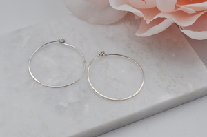 Classic Sterling Silver Small Hammered Hoop Earrings