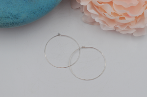 Elegant Sterling Silver Medium Hammered Hoop Earrings