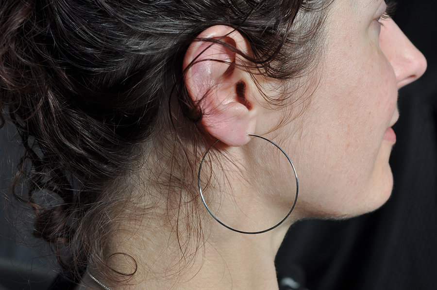 Elegant Sterling Silver Medium Hammered Hoop Earrings