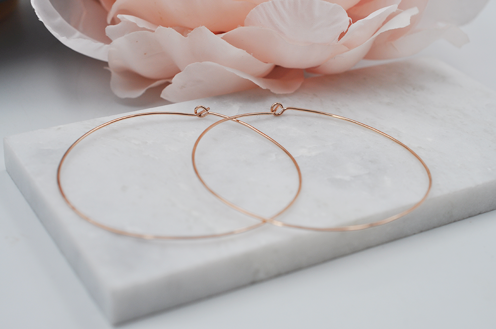 Large Lightweight 14K Rose Gold Filled Hoop Earrings