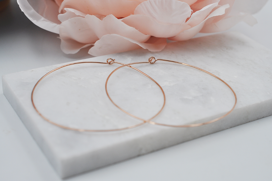 Large Lightweight 14K Rose Gold Filled Hoop Earrings