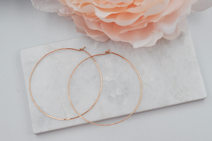 Large Lightweight 14K Rose Gold Filled Hoop Earrings