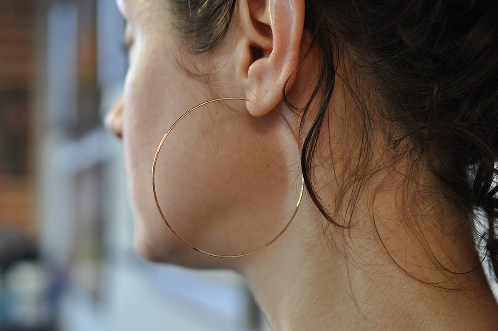 Large Lightweight 14K Rose Gold Filled Hoop Earrings