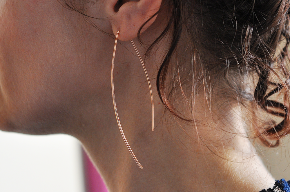 14K Rose Gold Filled Modern Love Open Dangle Earrings