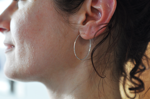 Classic Sterling Silver Small Hammered Hoop Earrings