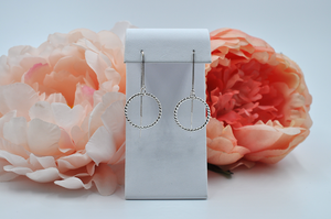 Twisted Rope Drop Circle Ear Threader Earrings in Sterling Silver