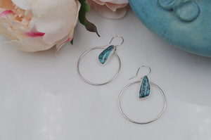 McGinnis Turquoise and Sterling Silver Hoops