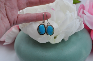 Turquoise Mountain Turquoise Earrings in Sterling Silver