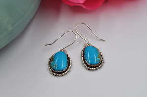 Turquoise Mountain Turquoise Earrings in Sterling Silver