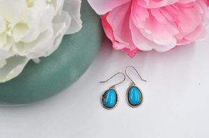 Turquoise Mountain Turquoise Earrings in Sterling Silver