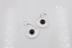 Sterling Silver and Black Onyx Anchor Earrings