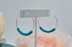 Sterling Silver Hoops with Turquoise Beads