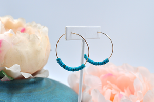 Lightweight Turquoise and 14k Gold Filled Hoop Earrings