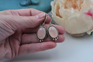 Rose Quartz and Sterling Silver Earrings