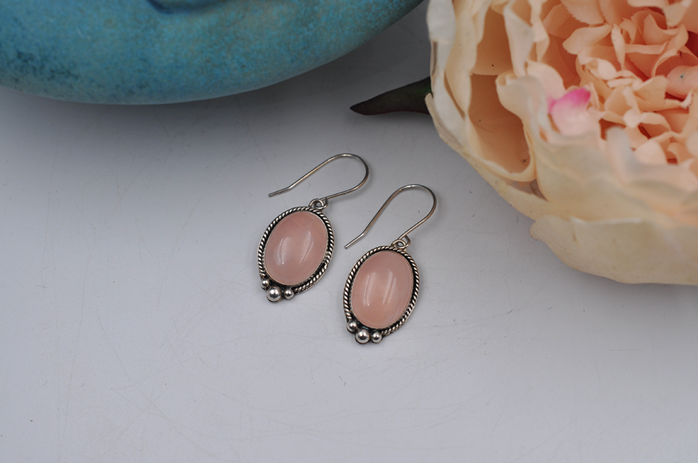Rose quartz sterling outlet silver earrings