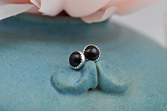 Large Round Black Onyx Sterling Silver Earrings