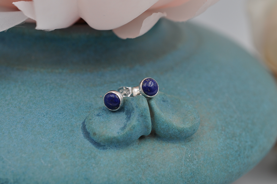 Lapis Lazuli and Sterling Silver Stud Earrings